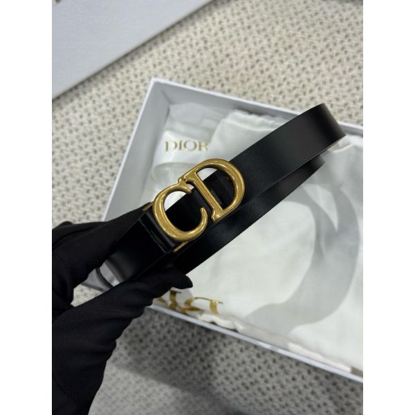 圖片 Dior 經典 CD logo 黑金配色  女生皮帶