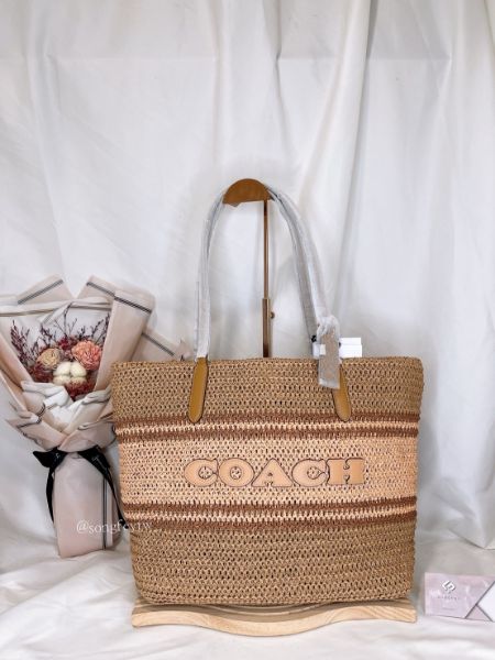 圖片 Coach 草編托特包