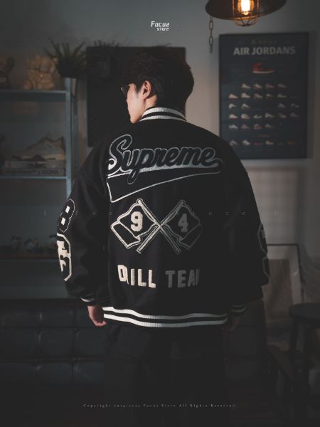 Focus Store Supreme FW25 Week1 Drill Team Varsity Jacket Black