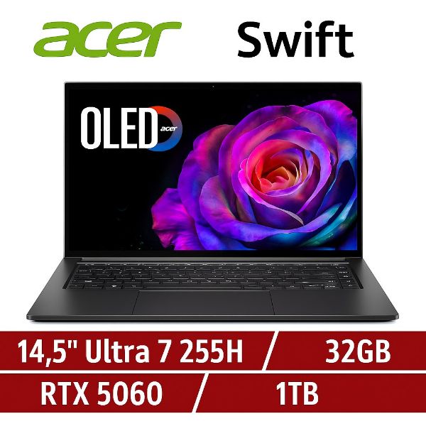 圖片 ⭐️ACER 宏碁Swift X 14.5吋 文書效能筆電灰(Ultra7 255H/32G/1TB/RTX5060-8G/W11/SFX14-73G-78HM)⭐️