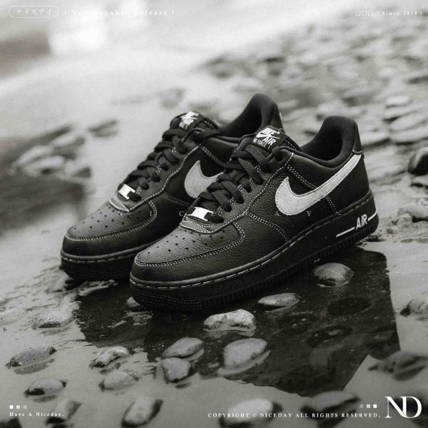 NICEDAY 代購 Nike Air Force 1 Low 黑白 黑魂 白勾 荔枝皮 類麂皮 HQ2037-006