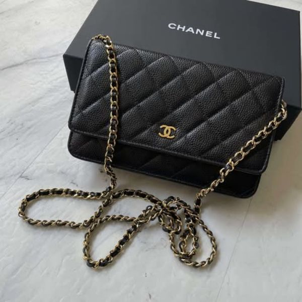 圖片 Chanel 黑金荔枝經典款woc