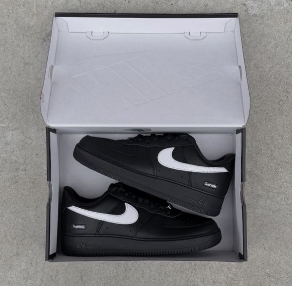 圖片 Supreme x Nike Air Force 1 AF1 黑白色 白黑色 皮革 Box Logo 男女款 限量 CU9225/預購