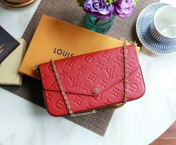 圖片 《現貨最低特價 》Louis Vuitton LV Monogram Empreinte 經典皮革款三合一鏈帶包 紅色