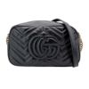 圖片 Gucci GG Marmont 仿舊金雙G logo 牛皮斜背相機包(447632-黑)