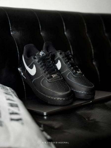 圖片 鞋教 預購 Nike Air Force 1'07 Low LV8 "Black Grey" 黑白灰 縫線 HQ2037-006