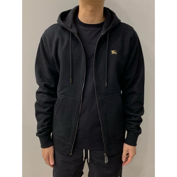 圖片 Bubrerry 胸口刺繡戰馬 搭配 背後大logo設計 黑色 連帽外套