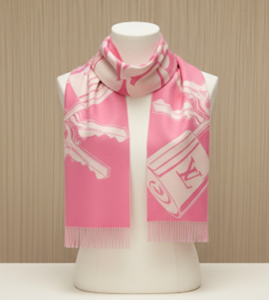圖片 《現貨最低特價 》Louis Vuitton LV Lock And Keys圍巾 粉紅色