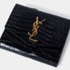 圖片 《現貨最低特價 》 SAINT LAURENT YSL 鱷魚皮壓紋亮面皮革小型錢包 