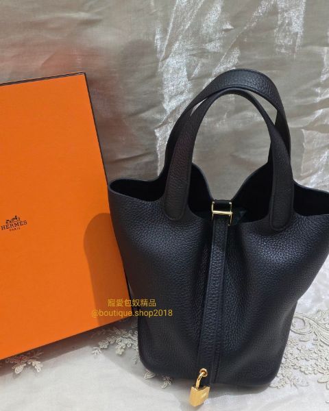 圖片 Hermès Picotin Lock 18 黑金｜菜籃子