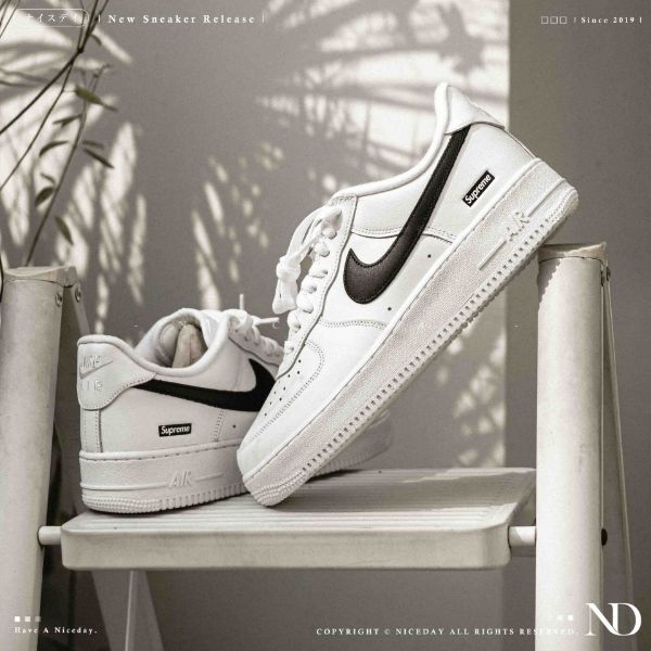 NICEDAY 代購 Supreme x Nike Air Force 1 Low 白 白黑 白色 小標 黑勾 聯名 特殊色 CU9225-102