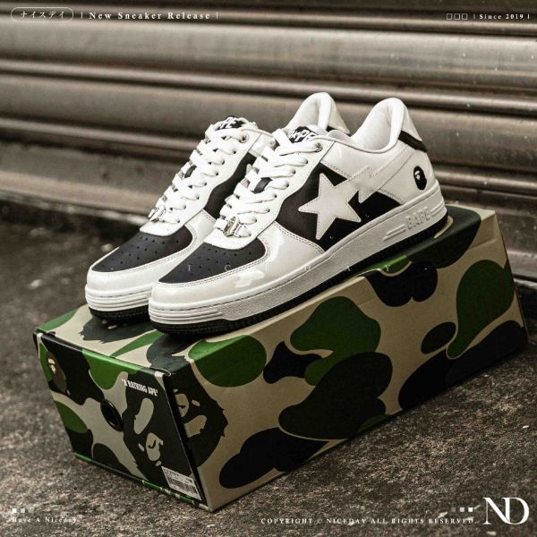 NICEDAY 代購 BAPE STA™ 復古 白黑 白 漆皮 流星 板鞋 猩猩 Force 男鞋 1K30-191-328