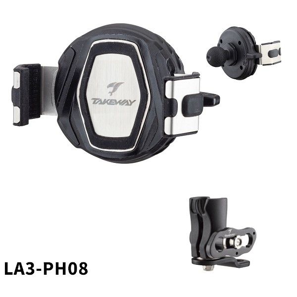 圖片 【台中硬了安全帽】TAKEWAY 黑隼2 手機架 雙磁浮 後照鏡版 LA3 短鏡座