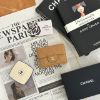 圖片 CHANEL COCO 奶茶色金釦荔枝牛皮迷你三折小短夾