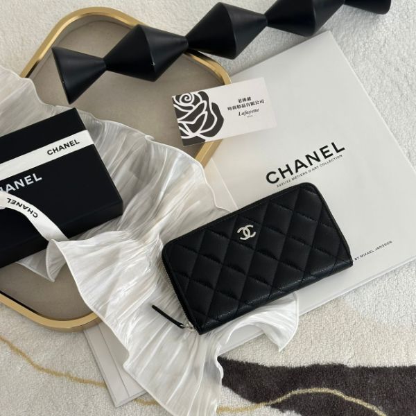 圖片 CHANEL COCO 菱格紋銀釦拉鏈中夾