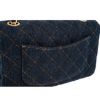 圖片 CHANEL 限量款MINI COCO縫線格紋丹寧牛仔布金屬CC LOGO鍊帶/斜背包 (深藍)