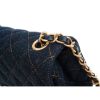 圖片 CHANEL 限量款MINI COCO縫線格紋丹寧牛仔布金屬CC LOGO鍊帶/斜背包 (深藍)