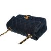 圖片 CHANEL 限量款MINI COCO縫線格紋丹寧牛仔布金屬CC LOGO鍊帶/斜背包 (深藍)
