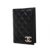 圖片 CHANEL 經典荔枝牛皮菱格紋雙C 金屬LOGO護照夾 (黑色)