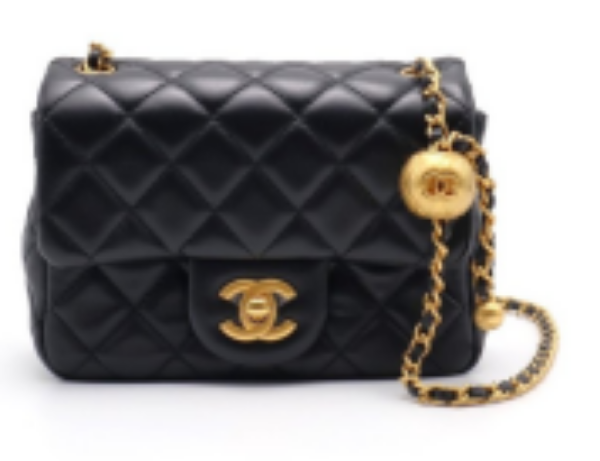 圖片 Chanel AS1786黑金扣小羊皮小金球方胖包
