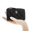 圖片 CHANEL 香奈兒 經典荔枝牛皮CC LOGO鑰匙釦拉鍊零錢包 (黑色)