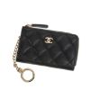 圖片 CHANEL 香奈兒 經典荔枝牛皮CC LOGO鑰匙釦拉鍊零錢包 (黑色)