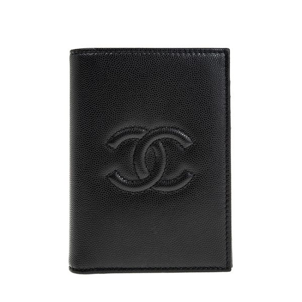 圖片 CHANEL 經典縫線雙C LOGO牛皮護照夾/證件夾 (黑色)