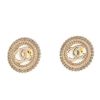 圖片  CHANEL 新款金色圓形水鑽雙C LOGO穿式耳環