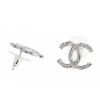 圖片 CHANEL 新款雙C LOGO 樹紋造型穿式耳環 (銀色)