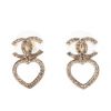 圖片 CHANEL 新款雙C LOGO 愛心水鑽穿式耳環 (金色)