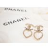 圖片 CHANEL 新款雙C LOGO 愛心水鑽穿式耳環 (金色)