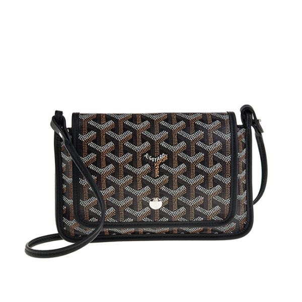 圖片 GOYARD 新款PLUMET系列帆布LOGO翻蓋扁斜背包 (黑色)