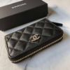 圖片 Chanel 25b 黑金荔枝水鑽加大版零錢卡包