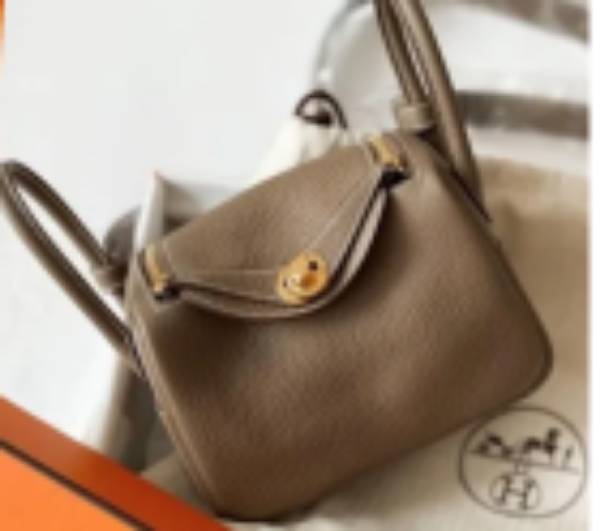 圖片 9成新/ (晶片款)Hermès金釦大象灰MINI Lindy 