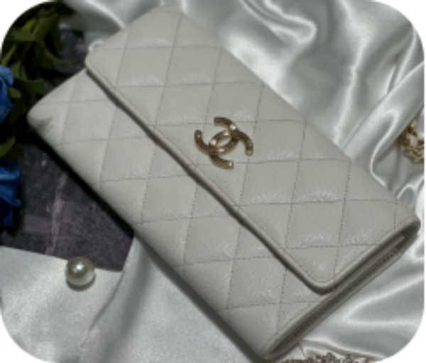 圖片 9新/chanel 白荔枝皮長夾