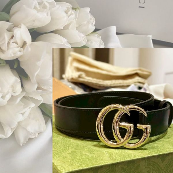 圖片 全新 GUCCI 銀扣皮帶