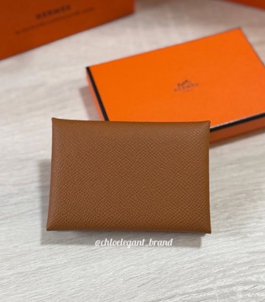 圖片 愛馬仕calvi duo卡夾包（金棕色）