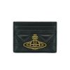 圖片 Vivienne Westwood 絎縫皮革金土星logo四卡卡夾(黑)