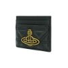 圖片 Vivienne Westwood 絎縫皮革金土星logo四卡卡夾(黑)