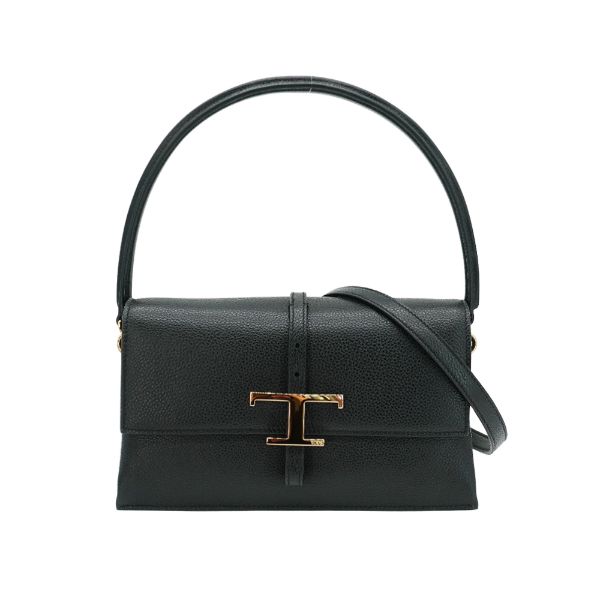 圖片 Tod'S T Timeless 小牛皮翻蓋三層迷你二用包(黑)