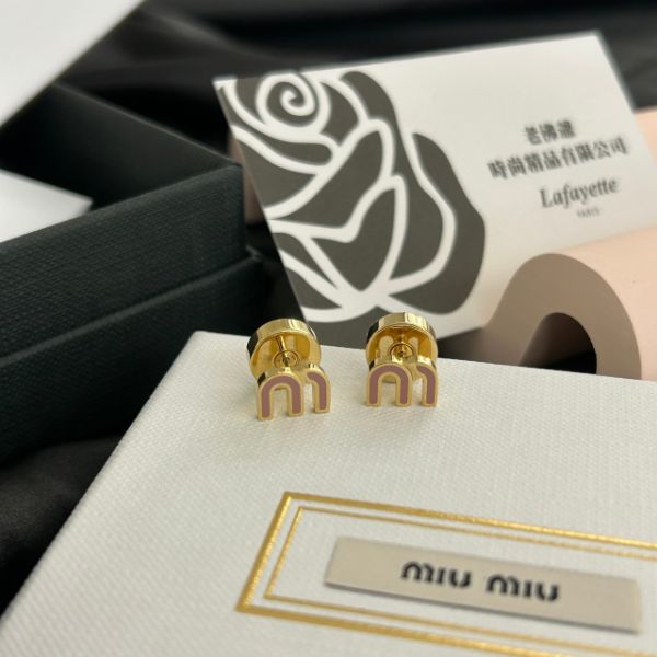 圖片 MIUMIU 粉色琺瑯金屬耳環