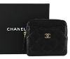 圖片 CHANEL AP2061 經典雙C 菱格荔枝皮5卡拉鍊零錢包.黑金 