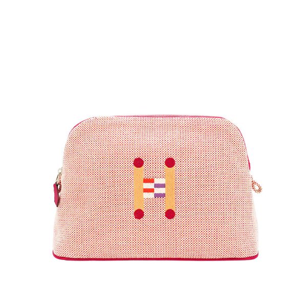 圖片 Hermes 展示品 Bolide Crazy H 刺繡帆布收納包(橙/覆盆子)