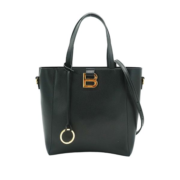 圖片 Balenciaga Hourglass 牛皮仿舊金釦手提兩用托特包-小(810415-黑)