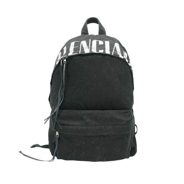 圖片 Balenciaga 水洗刷舊帆布拉鍊後背包(827206-黑)