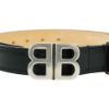 圖片 Balenciaga 牛皮品牌logo銀釦皮帶(810728-黑)
