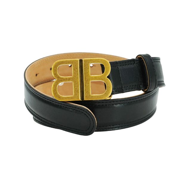 圖片 Balenciaga 牛皮品牌logo金釦皮帶(810728-黑)