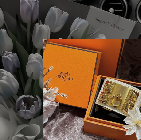 圖片 Hermès Clic H PM 寬版手環｜奶油白