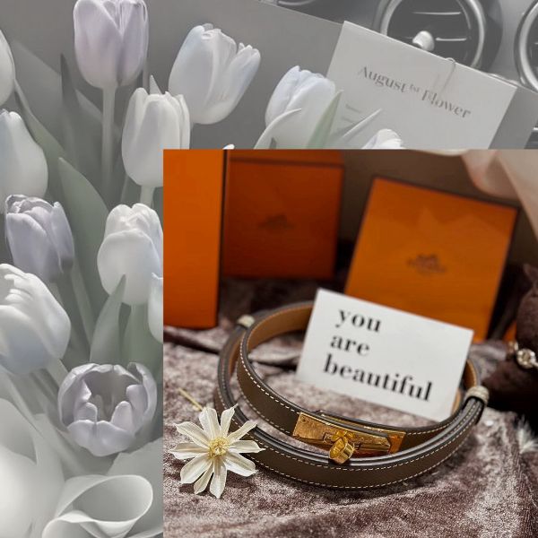 圖片 Hermès Kelly 皮帶｜經典大象灰