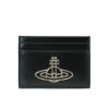圖片 Vivienne Westwood 小牛皮銀土星logo四卡卡夾(黑)